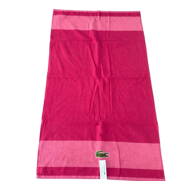 NWT 2 Lacoste Two-Tone Pink Bath Towel Set - Picture 3 of 4
